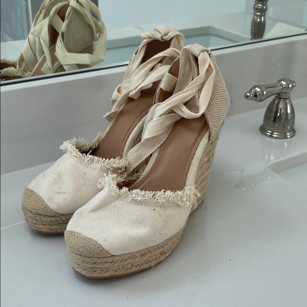 White espadrille wedges